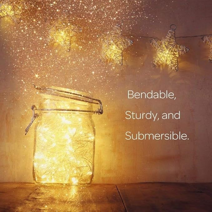 ANJAYLIA 33Ft LED Fairy Lights Battery Operated String Lights 100 LED Firefly Lights Garden Home Bedroom Christmas Party Wedding Festival Decorations, Warm White