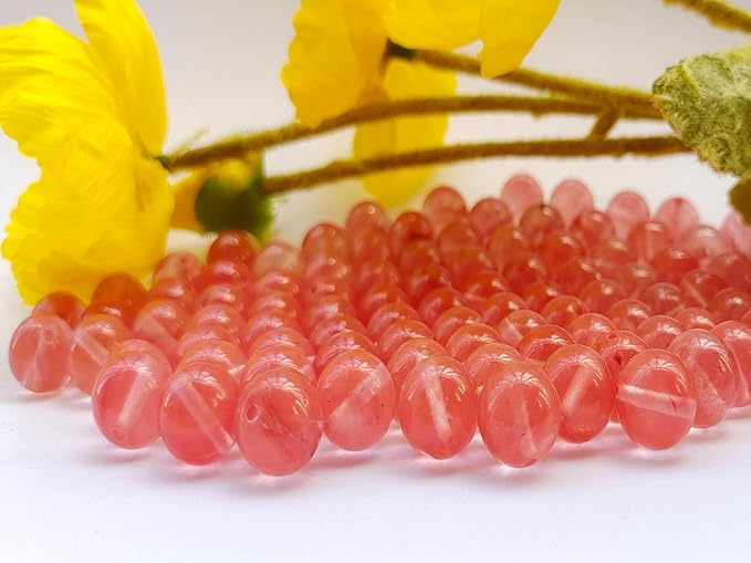 Stone Beads 8mm 100pcs Watermelon Quartz Beads Round Loose Gemstones Beads for Bracelet Necklace Jewelry Making (8mm, 60824 Watermelon Quartz)