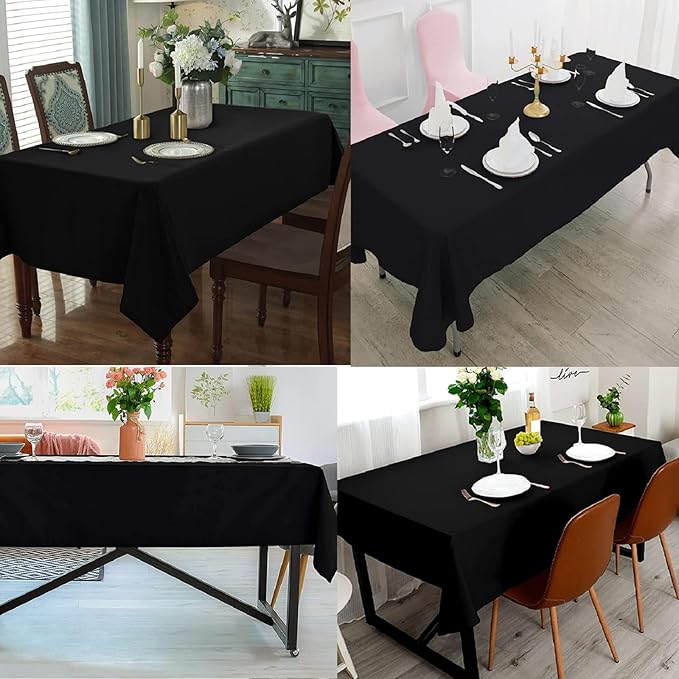 6 Pack Black Table Cloth Rectangle Table 60 x 126 Inch Tablecloths for 6 Foot Rectangle Tables. Stain and Winkle Resistant Polyester Washable Table Cloths for Parties Wedding Dining