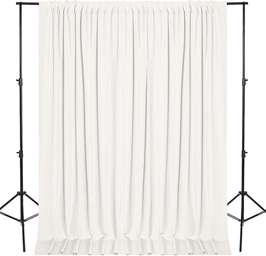 DWCN 10x10 FT Ivory Backdrop Curtains for Parties, Photography Backdrop Drapes with Rod Pockets for Wedding Decorations Stage Birthday Family Gatherings, 2 Panels 5ft x 10ft
