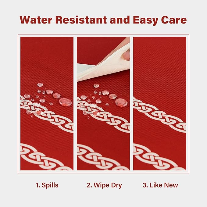 Celtic Knot Table Cloth Rectangle Table 57x118 Inches Waterproof Hot Red Rectangle Tablecloth for Kitchen Dining Party