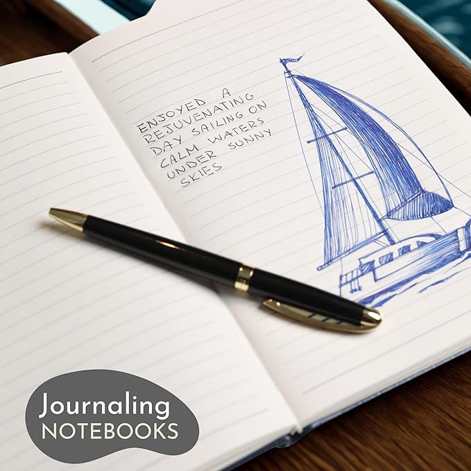 SETTINI Lined Journal, Ideal for Journaling - A5 Vegan Leather Notebook, 192 Archival-Quality Pages, QuillEase Bleed-Free Paper, Inner Pocket & Bookmark - Whale Gifts for Women & Men, Navy Whale