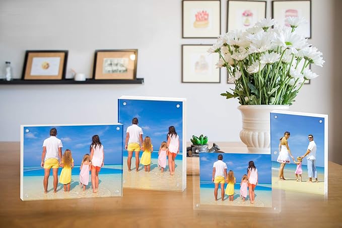 Meetu Acrylic Picture Frame 4x6 Tabletop Photo Frame Magnetic Double Sided Frame Free Standing Desktop for Display Document, Certificate, Photograph, Artwork in Office Room