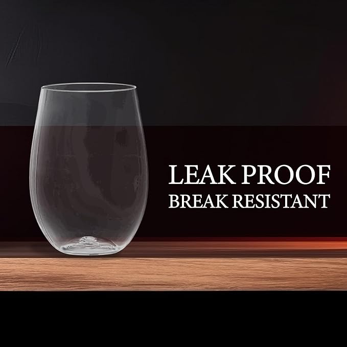 Smarty Had A Party 16 oz Clear Stemless Plastic Wine Glasses, Unbreakable Disposable Drinkware for Weddings, Parties, and Events, Bulk Set (64 Count)