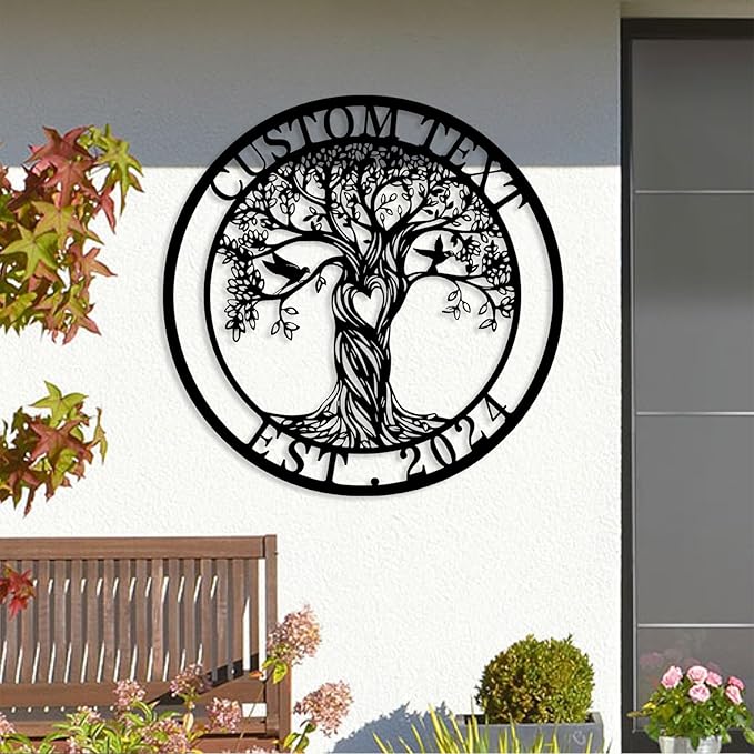 Personalized Tree of Life Metal Sign Wall Art Decor, Custom Wedding Gifts for Couples, Custom Family Name Sign, Christmas Valentine's Day Housewarming Gifts