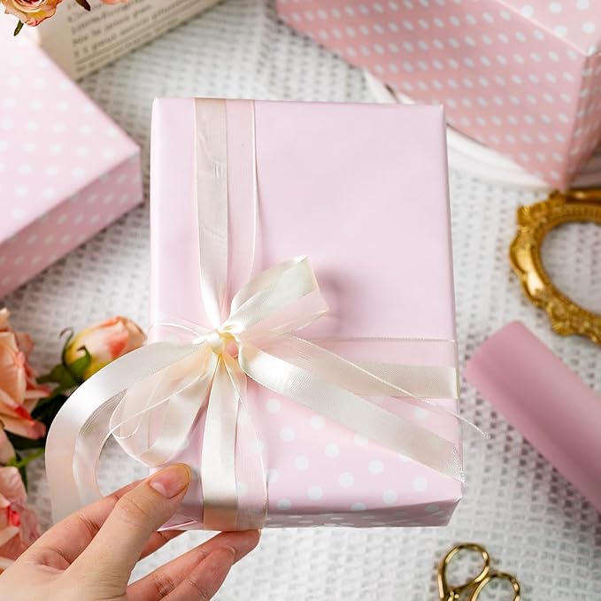 Garbendy Gift Wrapping Paper Roll-Solid Color Pearly-Lustre Paper,Perfect for Wedding, Valentine's Day,Birthday, Christmas,Baby Shower, Party - 17 Inch X 33 Feet