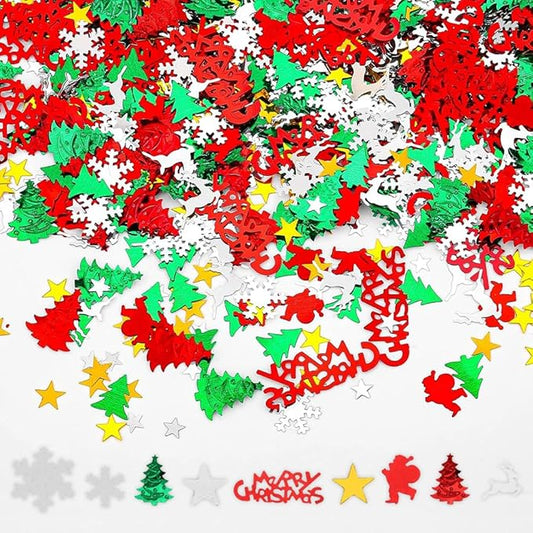 4800pcs Christmas Confetti,Xmas Table Confetti Snowflake Santa Claus Metallic Foil Sequins Glitter Table Scatters for Party Decoration