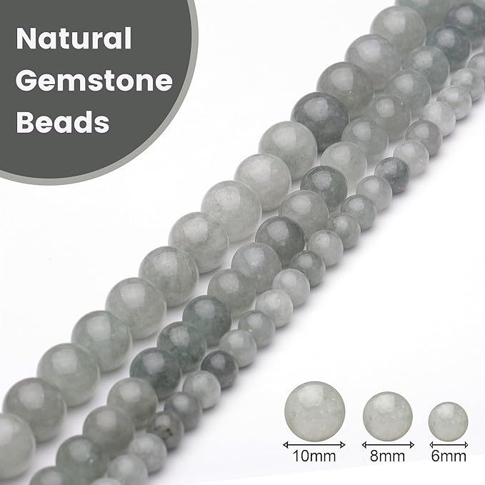 8mm Natural Stone Beads for Jewelry Making,Burmese Jade Polished Smooth Round Gemstone Beads for Bracelet Necklace 15 Inch
