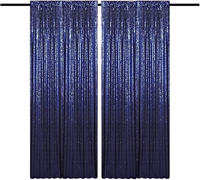 4FTx8FT Navy Blue Sequin Backdrop Curtains 2 Panels Sparkly Background Drapes for Party Birthday Wedding Decor