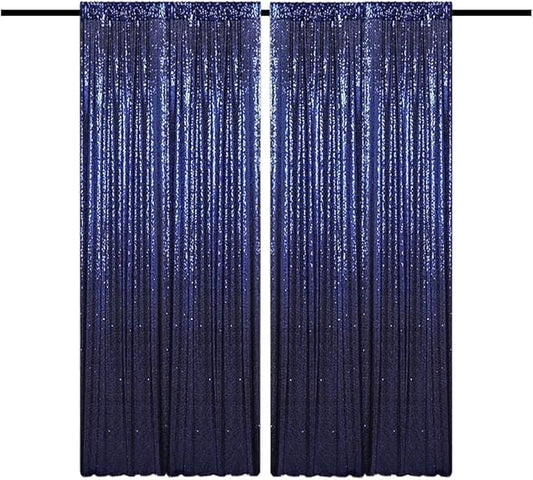 4FTx8FT Navy Blue Sequin Backdrop Curtains 2 Panels Sparkly Background Drapes for Party Birthday Wedding Decor
