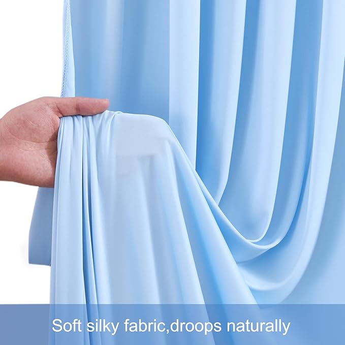 50ft x 12ft Baby Blue Backdrop Curtains Wrinkle Free Backdrop Curtain for Wedding Parties Blue Fabric Backdrops Drapes Back Drop Cloth Bridal Shower Stage Curtains Wedding Decorations for Reception