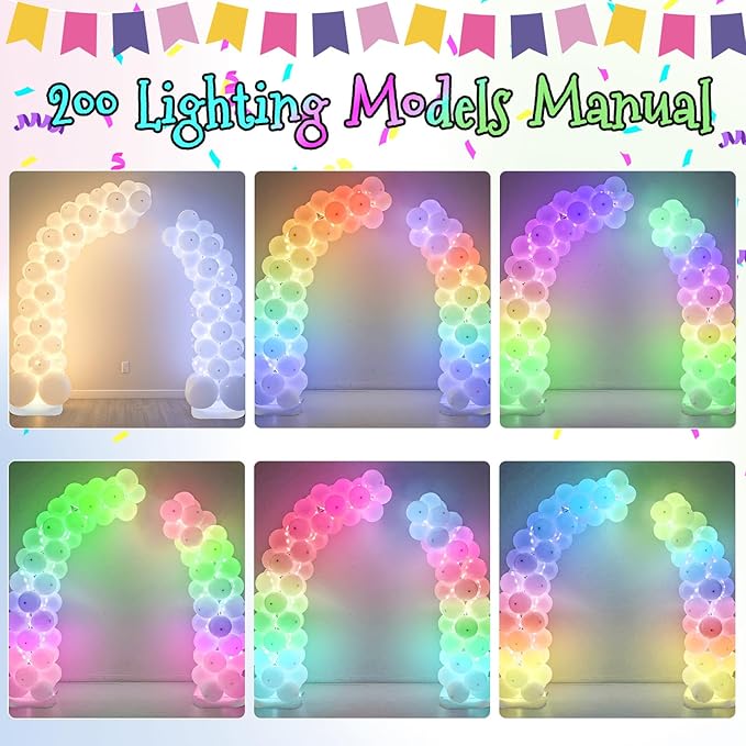 AerWo Lighted Balloon Arch Kit 8.2FT & 6FT, Free Bending Top Half Balloon Arch Stand with Base, Floor Frame for Wedding Birthday Party Baby Shower Yard Lawn Home Halloween Decorations