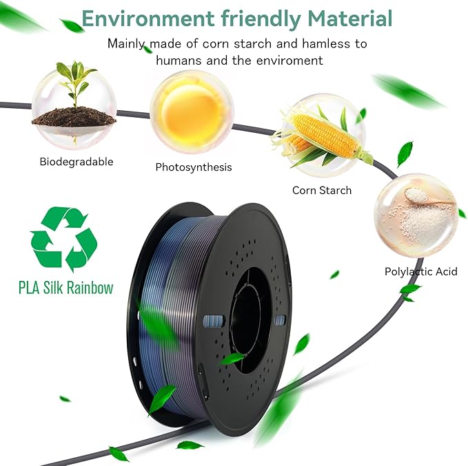 Kingroon Silk PLA Filament 1.75mm Rainbow Color Changing Filament 3D Printer Filament 1kg Dimensional Accuracy ±0.03mm,Fit Most 3D Printer(Universe)