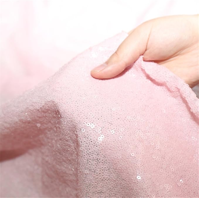 Eternal Beauty Pink Sequin Backdrop, 7x7 Ft Glitter Background Curtains for Shimmer Photography Party Wedding Birthday Back Drop Decor