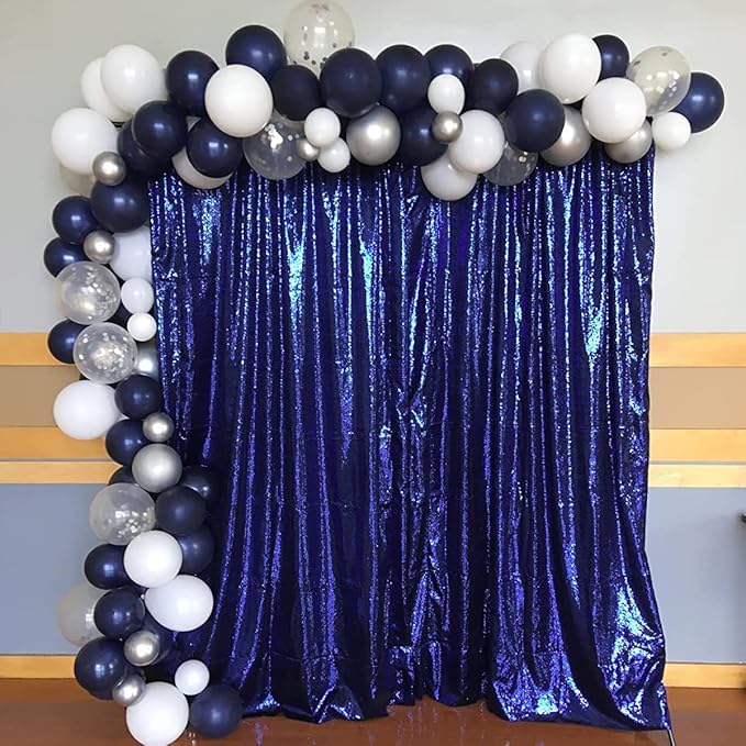Navy Blue Sequin Backdrop Curtains 1 Panel 10FTx10FT Glitter Navy Blue Photo Backdrop Drapes Party Wedding Baby Shower Curtain Sparkle Photography Background Backdrop