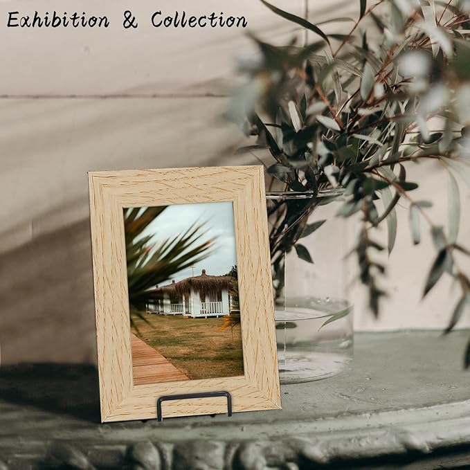 Decolore 4 Pack 4 Inch Black Metal Display Stands Square Plate Holder Display Stand Frame Stand for Picture, Decorative Plate, Photo Easel and Artistic Work