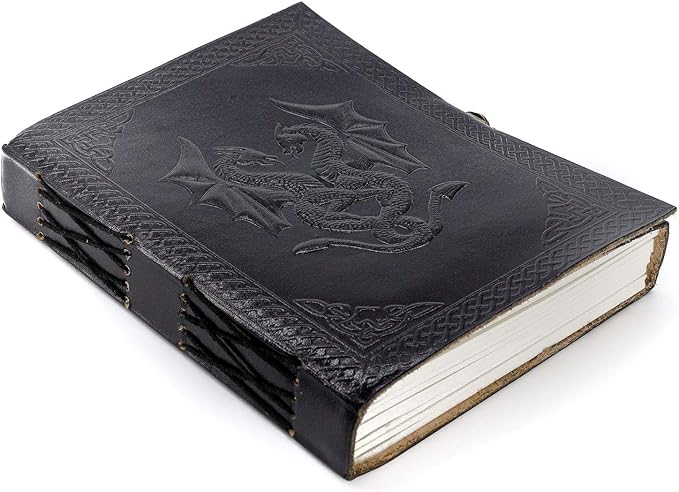 Handmade Leather Double Dragon Journal/Writing Notebook Diary/Bound Daily Notepad for Men & Women Unlined Paper Medium, Writing pad for Artist, Sketch