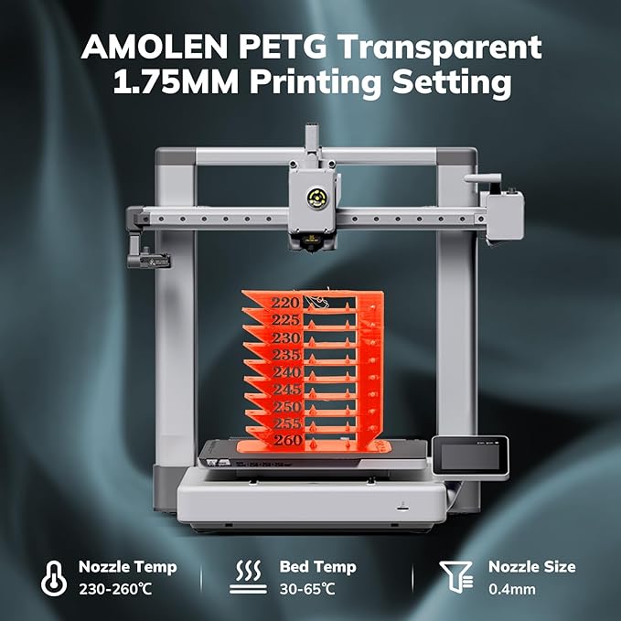 AMOLEN Rapid PETG Transparent 3D Printer Filament 1.75mm +/-0.02mm,Transcucent petg 500mm/s High Speed Strong Toughness Orange 1KG/2.2lb