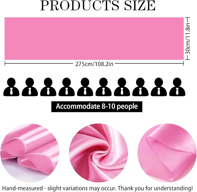 SHEJIZE 2 Pack Pink Satin Table Runner 12x108 Inches Long, Bright Silky Smooth Satin Table Runner Table Decor for Wedding Banquet Christmas Prom Event Birthday Party