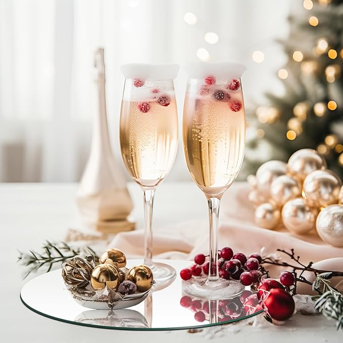 9PCS 12" Round Mirror Centerpieces for Tables Decorations, Acrylic Circle Mirror Centerpieces 2mm Mirror Tray Candle Plate Centerpiece for Wedding Table Christmas Party Decorations Wall Decor