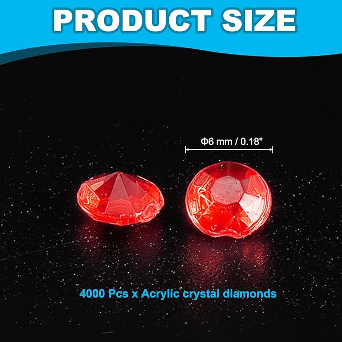 PATIKIL 4000 Pcs Wedding Table Scatter Confetti Crystals 6 mm Acrylic Diamonds Vase Fillers Gems for Table Centerpiece Decorations Party Vase Beads, Dark Red