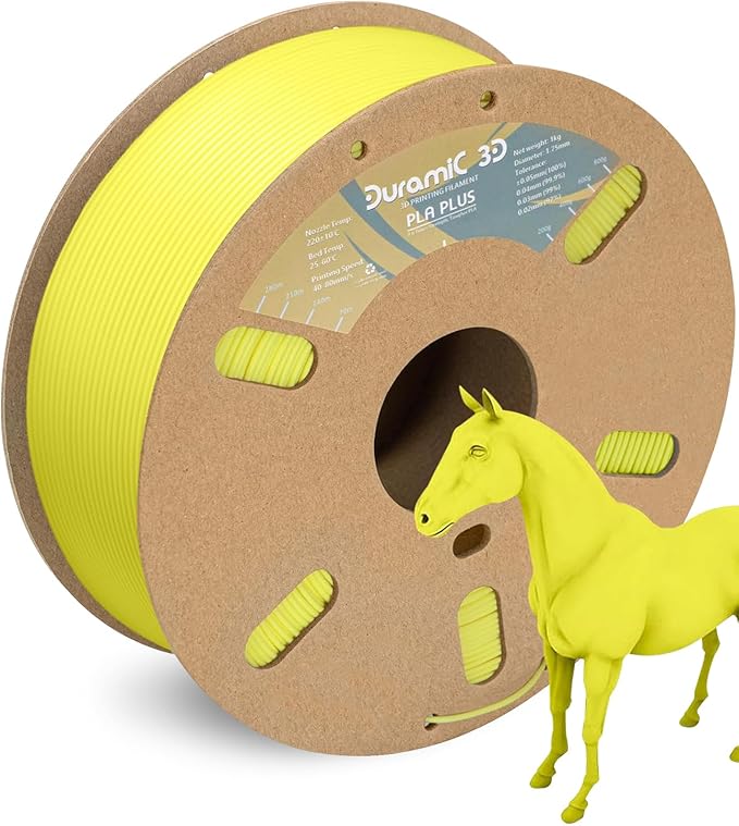 DURAMIC 3D PLA+ Filament 1.75mm 1Kg Light Yellow, PLA Plus Filament 1Kg Spool(2.2lbs) Tougher and Stronger, Dimensional Accuracy Probability +/- 0.02mm