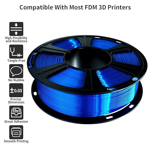 GIANTARM 3D Printer Filament, Silk Royal Blue Pla Filament, 1Kg(2.2lbs) Spool, 1.75mm Dimension Accuracy +/- 0.03mm, 3D Printing Filament