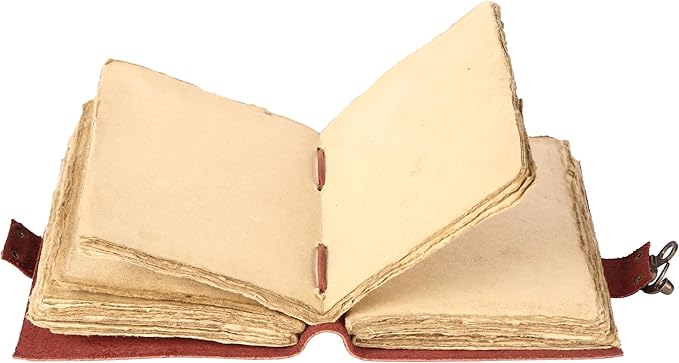 Vintage Leather Journal Handmade Buffalo Non-Refillable Deckle Edge Paper – Leather Bound Journal for Women, Men, C-Lock Closure, Ideal for Writing & Travel for Artists (Sunset Peach)