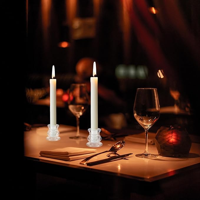 Garvee 24PCS Clear Glass Candlestick Holders Bulk, 2.2" H Taper Candle Holders for Wedding, Party, Dining Table and Holiday Decoration