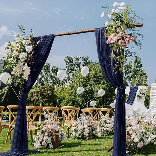 Navy Blue Wedding Arch Draping Fabric 4 Panels 29" x 20 FT Navy Wedding Drapes for Backdrop Sheer Curtain Drapes for Romantic Bridal Baby Shower Ceremony Birthday Party Fall Outdoor Events