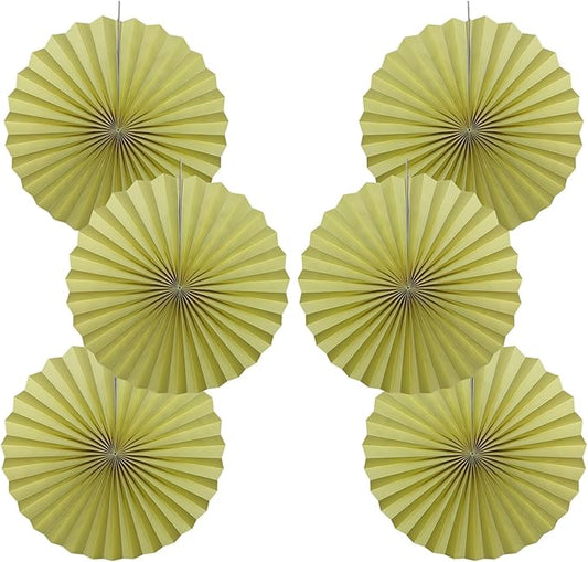 BARTHEW Yellow Hanging Paper Fans,Yellow Accessories Paper Decorations for Party,Color Party Decorations,Bee Themed Classroom Decor,16in Hanging Paper Fans 30 Color DIY Set （Light Yellow）