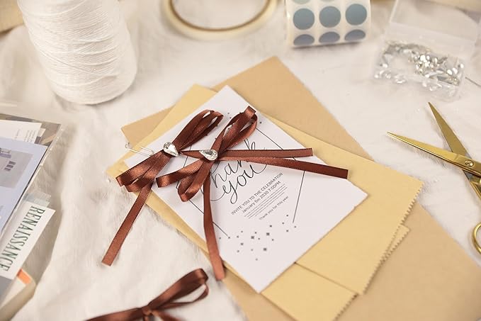 Coffee Brown Satin Ribbon 1/4 inch X Continuous 100 Yards, Single Face Polyester Ribbon Perfect for Gift Wrapping, Flower Bouquet, Wedding Decor, Crafts, Bow Making, Sewing and More