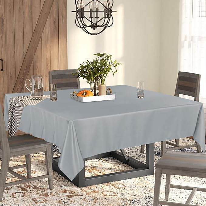 Fitable Rectangle Tablecloth 60x84 inch Tablecloth Stain and Wrinkle Resistant Washable Polyester Table Cloth for Buffet Parties and Camping Silver
