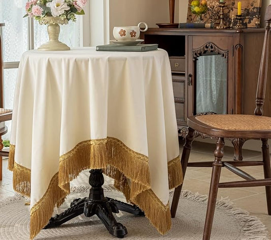 F-CHU Small Square Tablecloth 36 x 36 Inch Velvet Tablecloths Solid White Small Round Table Cover for Nightstand End Bedside Table Tabletop Decoration，White Tablecloth
