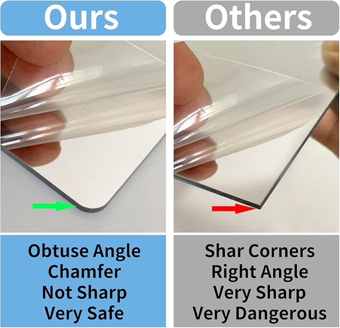 Unbreakable Acylic Small Mirror Tiles for Kids, (4-Pcs 12x12 Inch) Plastic Mirrors for Wall, Stick on Mirrors for Wall Decor, Shatterproof Mirror for Kids Bedroom