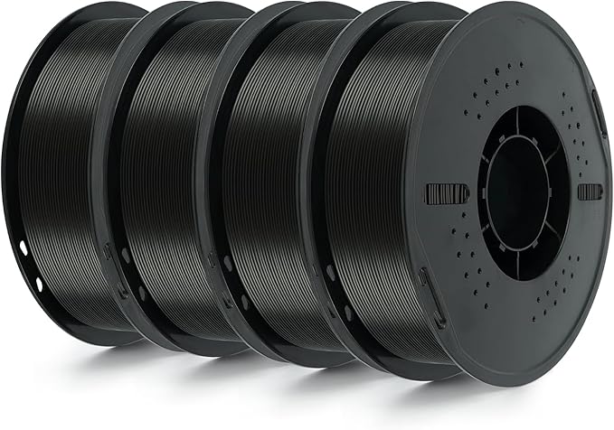 Kingroon 4KG Black PLA Filament 1.75mm 3D Printer Filament Pla Filament Dimensional Accuracy +/- 0.02mm, Fit Most FDM Printer, 1KG X 4 Spools