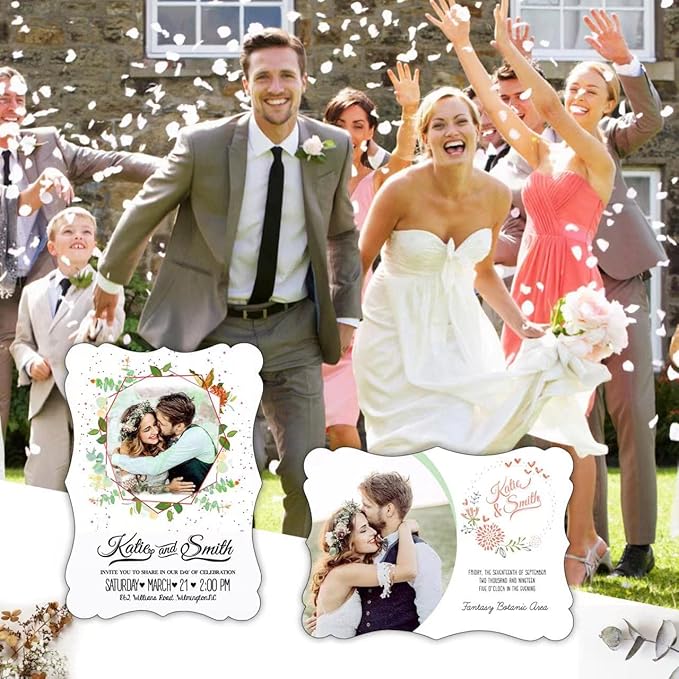 Goefun 100 Pack Blank Invitations with Envelopes, 5 x 7 Postcards and A7 Envelopes Self Seal for Wedding, Graduations, DIY Cards, Thank You Cards & All Occasion