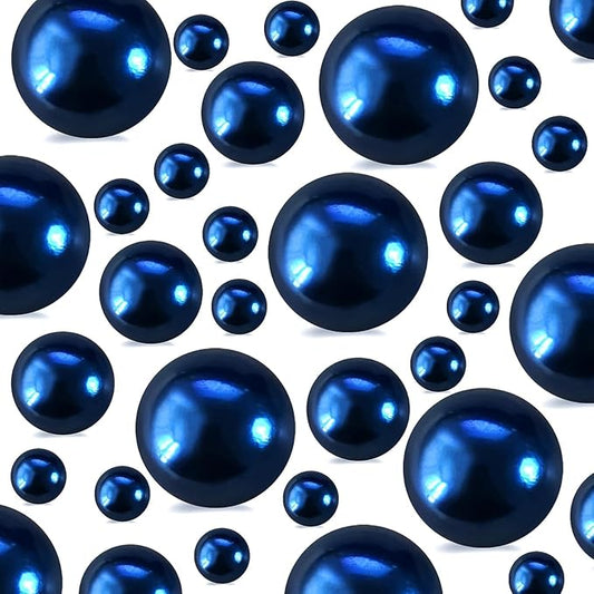 520Pcs Navyblue Beads for Centerpieces Decor, Artifical Pearls Vase Filler, Large Beads for Makeup Brush, No Hole Round Pearl Beads for Wedding Birthday Christmas Party Home Decor(18mm 14mm 6mm)