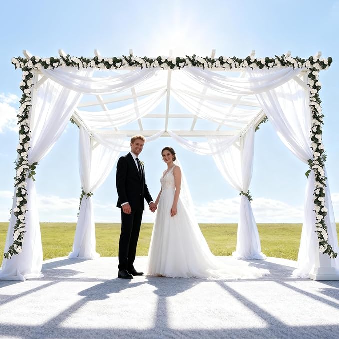 5 Pcs 41FT Flower Garland, Artificial Rose Garland Flowers Plants Fake Flower Hanging Rose Ivy, Birthday Party Valentine's Day Wedding Wall Arch Decor（White）