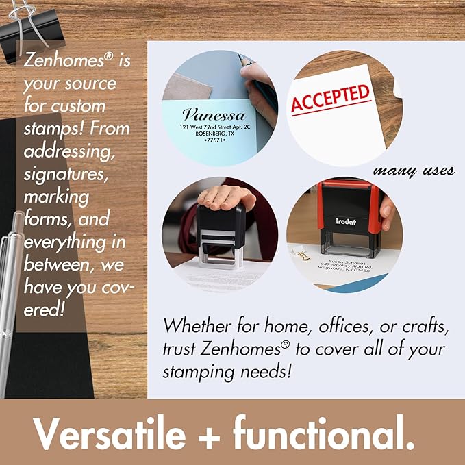 Custom Stamps Self Inking - Personalized Rubber Stamp Set – Use for Address, Logo, Signature, Return Address, Name Stamp - Multiple Font, Ink Color Options (Square)