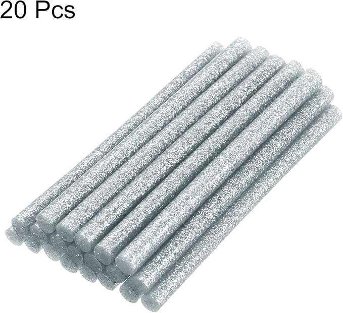 uxcell 20pcs Hot Glue Sticks for Glue Gun 11mm/0.43-inch x 11-inch Mini Hot Melt Adhesive Glue Stick Glitter Silver