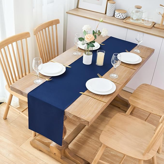2 Pack Navy Blue Small Short Table Runner 12 x 48 Inch Solid Color Runners Coffee Table Dresser for Daily Party Home Decoration
