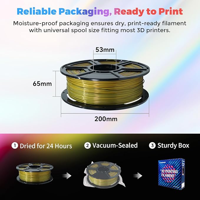 FLASHFORGE Silk PLA Filament 1.75mm Metal Rainbow, 3D Printer Filament 1kg (2.2lbs) Spool, Smooth and Silky Texture 3D Printing Filament, Dimensional Accuracy +/- 0.02mm