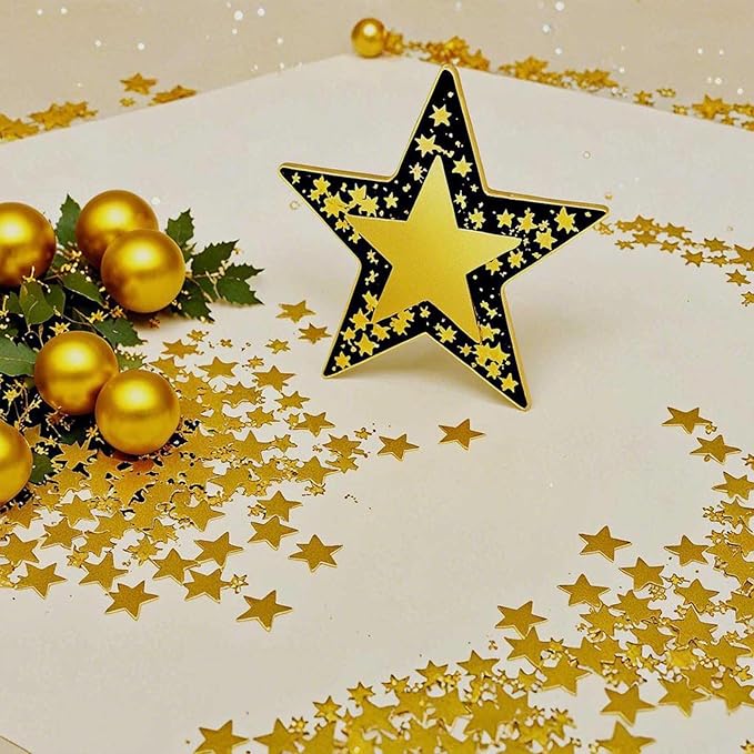 Gold Star Confetti - 60g (2.11OZ) Shiny Gold Table Confetti for Weddings, Parties, Celebrations – Biodegradable Glitter Star for Tables, Cards, Photo Backdrops