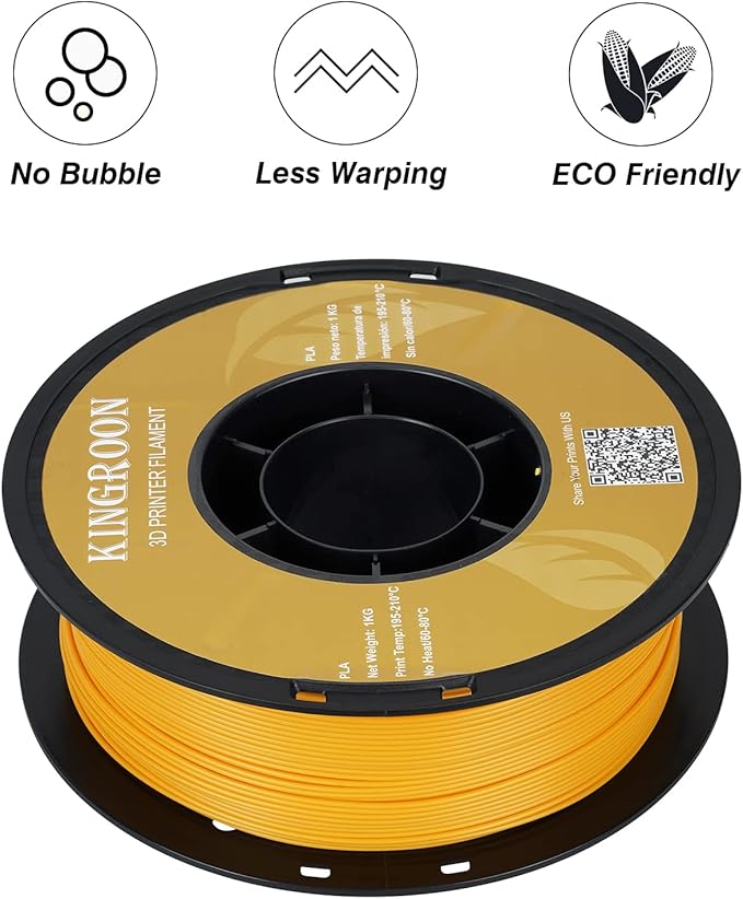 Kingroon Orange PLA Filament 1.75mm 3D Printer Filament Orange Pla Filament 1kg Filament Dimensional Accuracy +/- 0.02mm, Fit Most FDM Printer