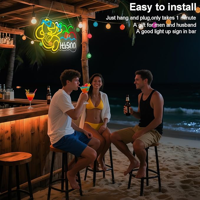 Turtle Its 5 00 O'clock Neon Signs for Wall Decor,Led Neon Light,Dimmable,USB Powered, Five Oclock for Home Bar Shop Beer LED Light Man Cave Garage Pub