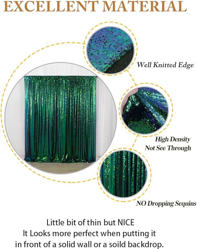 ShinyBeauty 4x8 FT Sequin Fabric Backdrop Iridescent Green - Glitter Photography Wall Curtain for Wedding, Baby Shower Party Decor, Sparkling Event Drapes