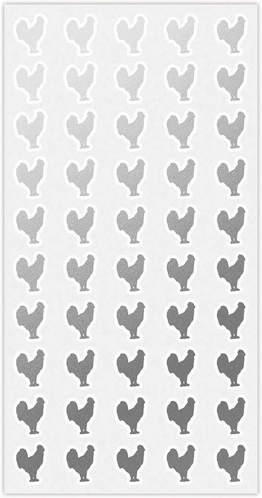 Silver Chicken Meal Stickers (50) - Waterproof Wedding Place Card Indicators