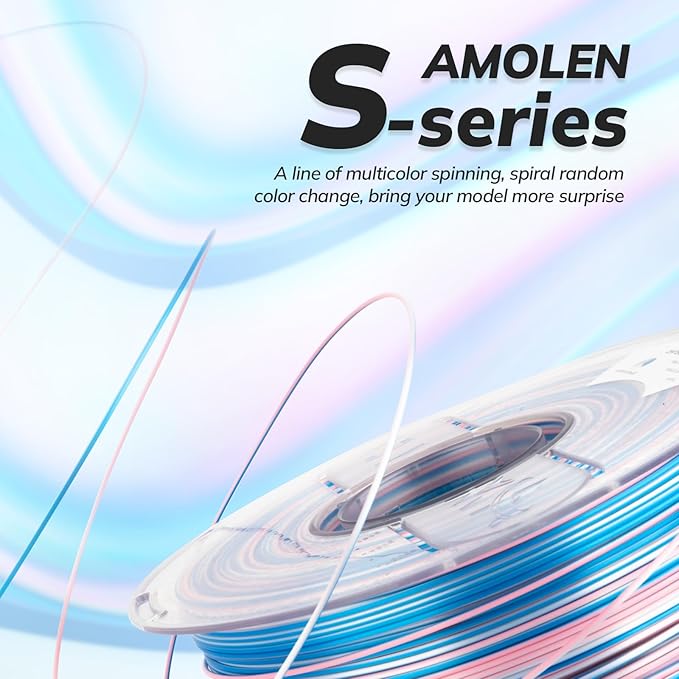 AMOLEN Silk PLA 3D Printer Filament, Shiny Multicolor Rainbow PLA Filament 1.75mm, Fast Color Change PLA 3D Printing Filament for Most FDM 3D Printer, Blue Pink White, 1kg (2.2lbs)