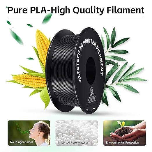 Geeetech 1.75mm PLA 3D Printer Filament, Upgrade Tidy Winding Tangle-Free, Dimensional Accuracy +/- 0.03mm,Black and White (2kg)